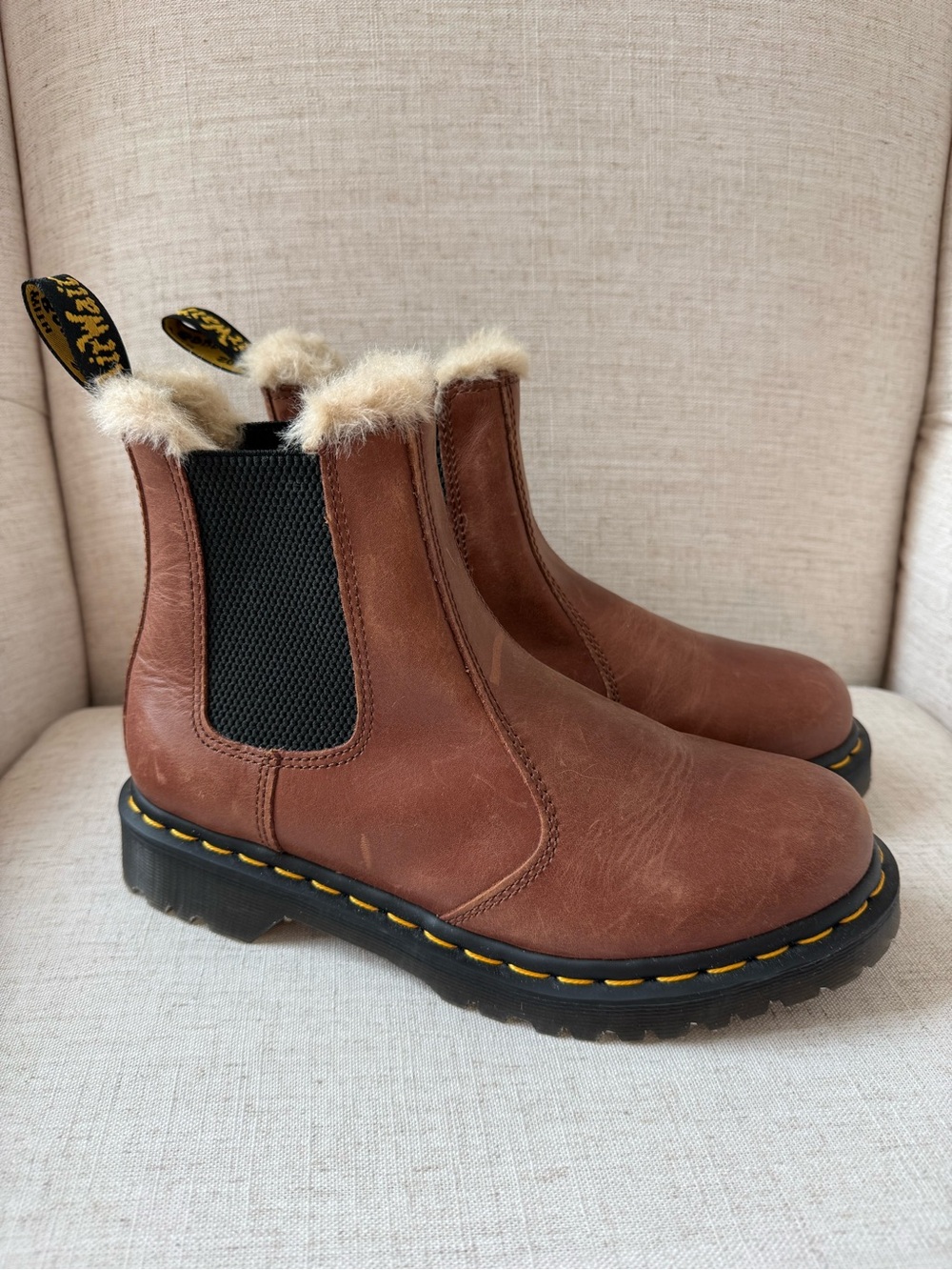 Dr Martens 2976 Leonore Chelsea Boots Saddle Tan Farrier Leather Womens 8 New